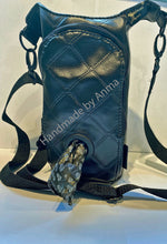 Load image into Gallery viewer, Black, leather feel, waterproof, dog walking bag