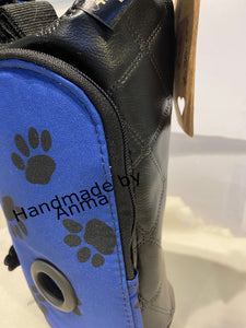 Blue and black paw print, waterproof ,dog walking bag