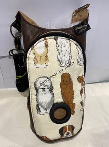 Various dog breeds,  waterproof dog walking bag