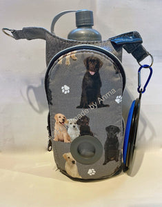 Multi coloured Labradors, dog walking bag