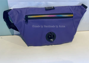 Purple bumbag with rainbow zip